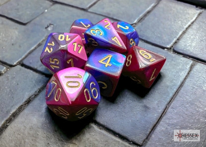 Chessex: CHX 26428 Dice - Gemini Blue-Purple / Gold, 7 Dice Set
