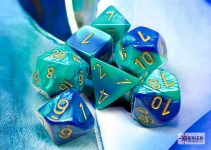 Chessex: CHX 26459 Dice - Gemini Blue-Teal / Gold, 7 Dice Set