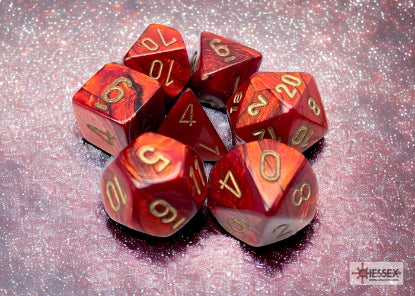 Chessex: CHX27414 Dice - Scarab Scarlet/Gold, 7-Die Set