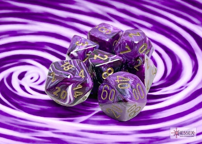 Chessex: CHX 27437 Dice - Vortex Purple / Gold, 7 Dice Set