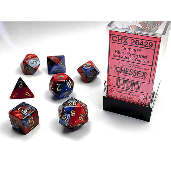 Chessex: CHX26429 Dice - Gemini Blue-Red/gold (7)