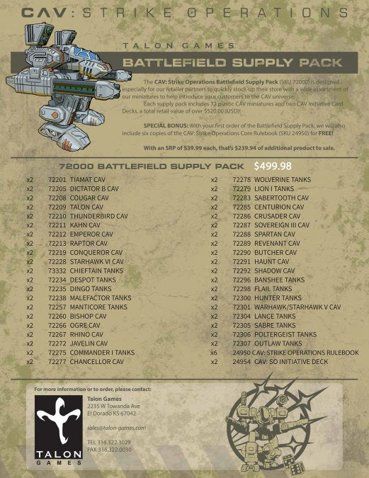 CAV 72200: Battlefield Supply Pack