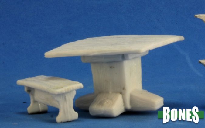 RPR 77319: Tavern Items, Table And Bench - Bones