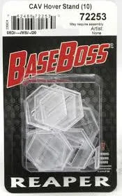RPR 72253: 1 Inch Hex Transparent Flight Stand with Short Flight Peg (10 bases, 10 pegs)