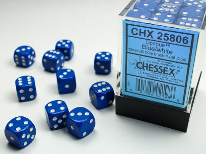 Chessex: CHX 25806 Dice - Opaque Blue / White, 7 Dice Set