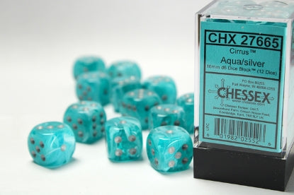 Chessex: CHX 27665 Dice - Cirrus Aqua / Silver, 7 Dice Set