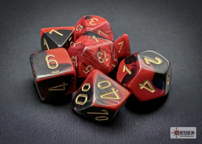 Chessex: CHX 26433 Dice - Gemini Black-Red / Gold, 7 Dice Set