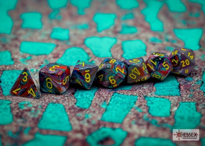 Chessex: CHX 27450 Dice - Festive Mosaic / Yellow, 7 Dice Set