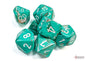 Chessex: CHX27403 Dice - Marble Oxi-Copper/white Polyhedral, 7-Dice Set
