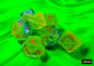 Chessex: CHX 26470 Dice - Gemini Plasma Green-Teal / Orange, 7 Dice Set