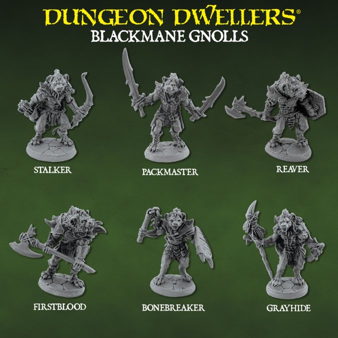 RPR 07202: Blackmane Gnolls (6) Box Set - Dungeon Dweller