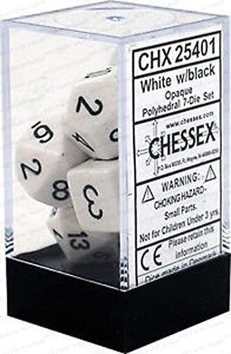 Chessex: Chx25401 Dice - Opaque: 7Pc white/black