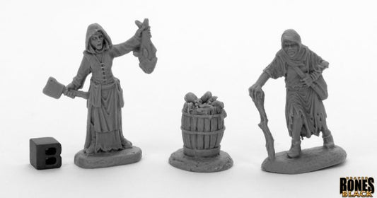 RPR 44033: Dreadmere Townsfolk: Fishwife And Crone (2 Figures) - Bones Black