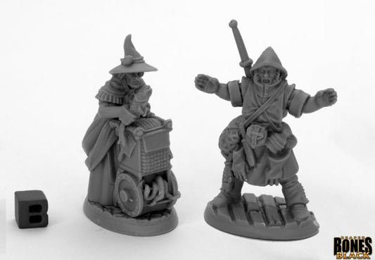 RPR 44035: Dreadmere Townsfolk: Fishmongers (2 Figures) - Bones Black