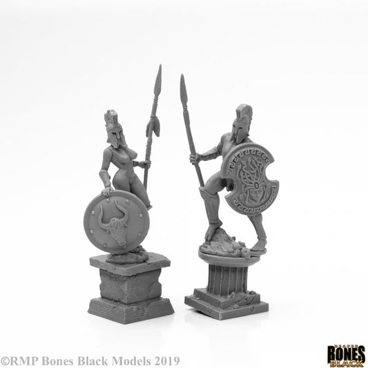 RPR 44126: Amazon and Spartan Living Statues, Bronze - Bones Black