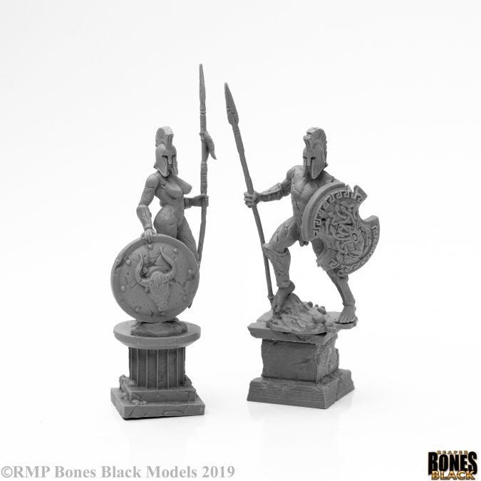 RPR 44127: Amazon and Spartan Living Statues, Stone - Bones Black