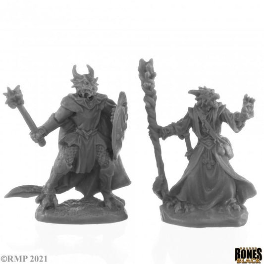 RPR 44144: Dragonfolk Wizard and Cleric - Bones Black