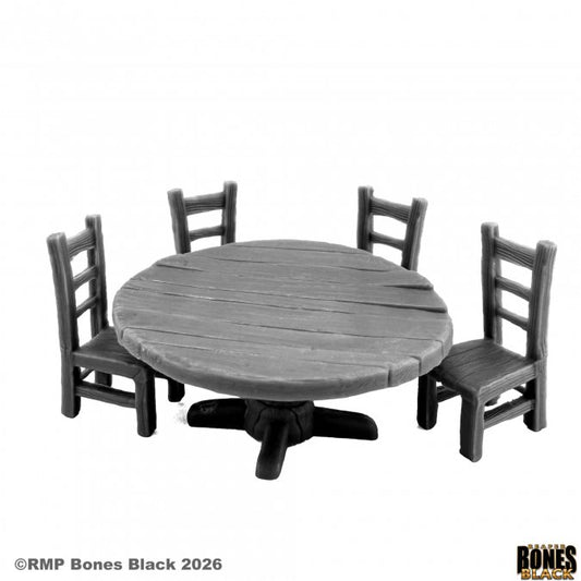 RPR 44330: Round Table and Chairs (4) - Bones Black
