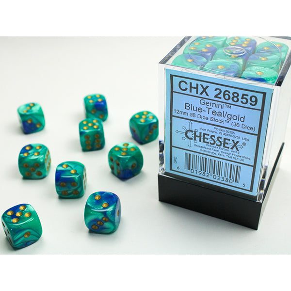 CHX26859: 12mm 36d6 Gemini: Blue-Teal/Gold