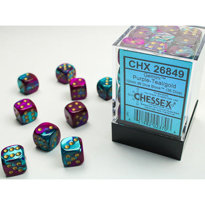 CHX26849: 12mm 36d6 Gemini: Purple-Teal/Gold