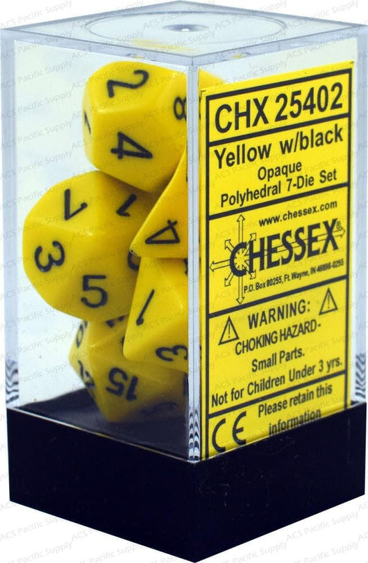 Chessex: CHX25402 Dice - Opaque: 7Pc Yellow/Black