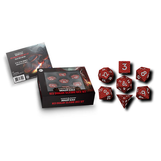7-Die Set D&D Dragon Scale: Silicone- Red