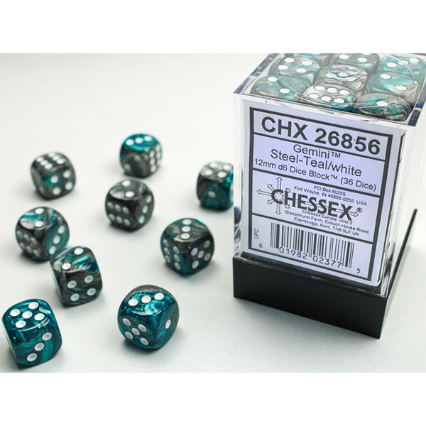 CHX26856:  12mm 36d6 Gemini: Steel-Teal/White