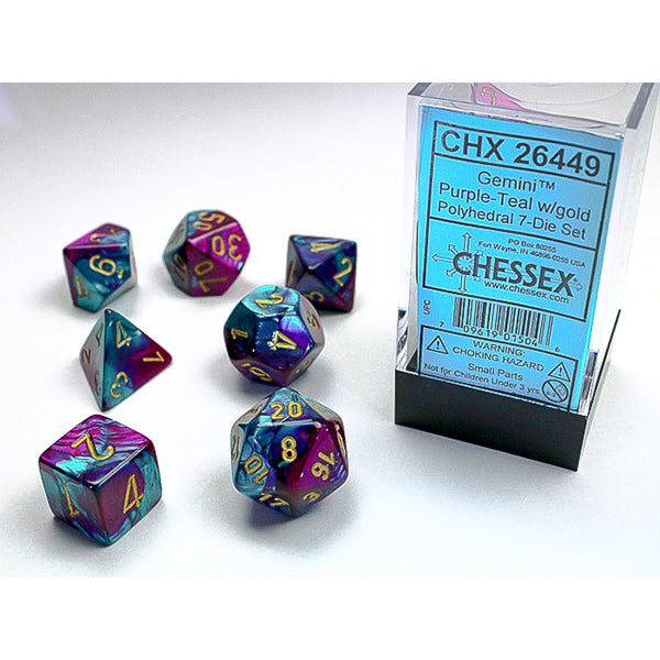 Chessex: CHX 26449 Dice - Gemini purple-Teal/gold (7)