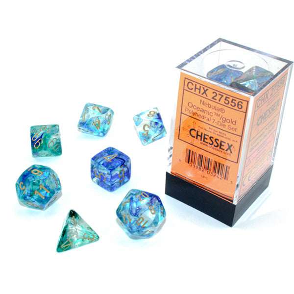 Chessex: CHX 27556 Dice - Nebula Oceanic/gold (7)