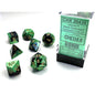 Chessex: CHX 26439 Dice - Gemini Black-Green / Gold, 7 Dice Set
