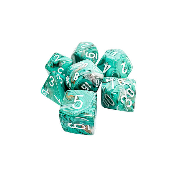 Chessex: CHX22403 7-Die Set Mega Hedrals Marble - Oxi-Copper/White
