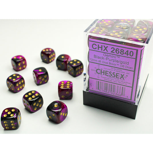 CHX26840:  12mm 36d6 Gemini: Black-Purple/Gold