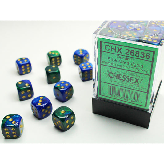 CHX26836:  12mm 36d6 Gemini: Blue-Green/Gold
