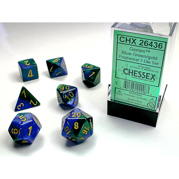 Chessex: CHX 26436 Dice - Gemini Blue-Green/gold (7)