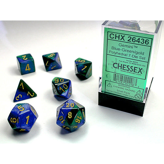 Chessex: CHX 26436 Dice - Gemini Blue-Green/gold (7)