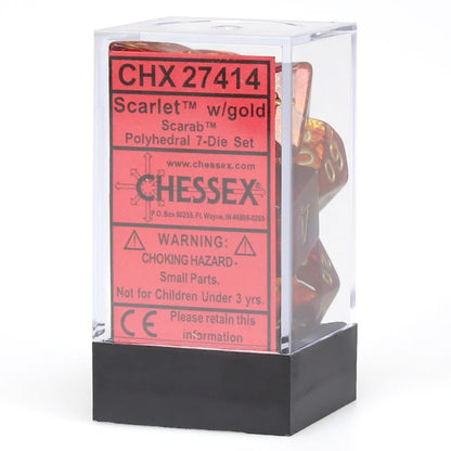 Chessex: CHX27414 Dice - Scarab Scarlet/Gold, 7-Die Set