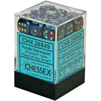 CHX26849: 12mm 36d6 Gemini: Purple-Teal/Gold