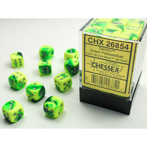 CHX26854:  12mm 36d6 Gemini: Green-Yellow/Silver