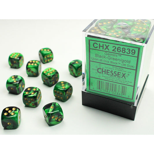 CHX26839:  12mm 36d6 Gemini: Black-Green/Gold