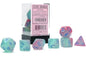 Chessex: CHX26464 Dice - Gemini Gel Green-Pink/Blue Luminary Polyhedral, 7 Dice Set
